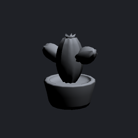 3D preview of the sample cactus in a pot